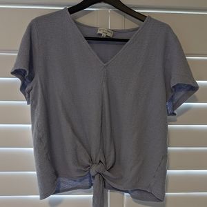 Madewell Blue Tie front Top